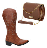Kit Bota Feminina Texana Country + Bolsa Porta Celular