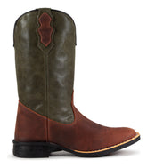 Bota Texana Masculina Em Couro Legitimo Verde Escuro Country