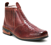 Botina Couro Masculina Country Bico Quadrado Adulto
