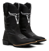 Bota Texana Masculina Cara Do Boi Bordado Em Couro Legitimo