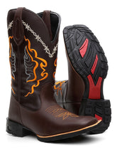 Bota Texana Masculina Arame Farpado Bordado Couro Legitimo