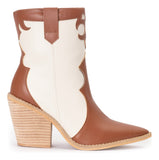 Bota Feminina Western Texana Bico Fino Fachete De Couro