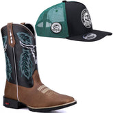 Bota Texana Masculina Bico Quadrado Country + Brinde