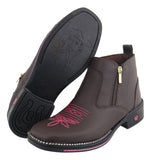 Botina Feminina Bota Country Texana Tornozelo Zíper