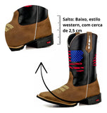 Bota Botina Texana Western Couro Legítimo Artesanal Clássica