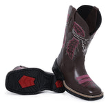 Bota Feminina Texana Estilo Country Bordada Rosa Promoção