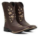 Bota Feminina Texana Bordada Floral Country Lançamento Hoje