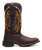 Bota Texana Masculina Arame Farpado Bordado Couro Legitimo