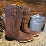 Bota Texana Masculina Em Couro Legitimo Liso Solado Borracha