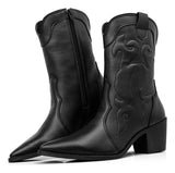 Bota Botinha Feminina Texana Bico Fino E Cano Médio Rodeio