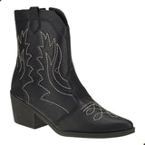 Bota Texana Feminina Bico Fino Cano Curto Country Rodeio