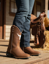 Bota Masculina Botina Cano Longo Em Couro Texana Resistente