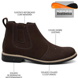Bota Masculina Chelsea 100% De Couro Botina Palmilhas De Gel