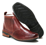 Botina Couro Masculina Country Bico Quadrado Adulto