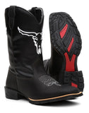 Bota Texana Masculina Couro Legitimo Country Boi Desenhado