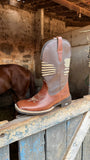 Bota Masculina Texana Country Rodeio Bordado Bandeira
