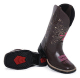 Bota Texana Bordada Couro Modelo Novo Lançamento Cruz Rosa