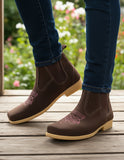 Bota Botina Feminina Country Couro Cano Curto Bordada Leve