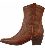 Bota Feminina Texana Bico Fino Cano Curto Confortavel Moda
