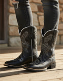 Bota Texana Feminina Couro Glitter Moda Country Rodeio