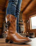 Bota Texana Masculina Country Couro Legítimo Lisa + Brinde