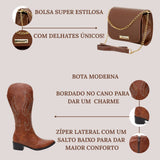 Kit Bota Feminina Texana Country + Bolsa Porta Celular