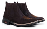 Bota Botina Texana Masculina De Couro Solado Costurado