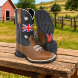 Bota Texana Masculina Couro Bordado Inglaterra Country