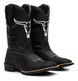 Bota Texana Masculina Couro Legitimo Country Boi Desenhado