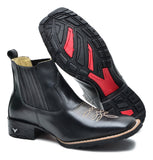 Bota Botina Texana Bico Quadrado Cano Curto Couro Legítimo