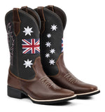 Bota Bico Quadrado Texana Country Masculina Em Couro Rodeio