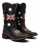 Bota Texana Masculina Bico Quadrado Bordada Inglaterra