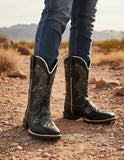 Bota Texana Feminina Couro Glitter Moda Country Rodeio