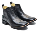 Bota Botina Texana Bico Quadrado Cano Curto Couro Legítimo