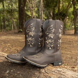 Bota Feminina Texana Bordada Floral Country Lançamento Hoje