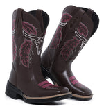 Bota Feminina Texana Estilo Country Bordada Rosa Promoção