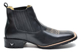 Bota Botina Texana Bico Quadrado Cano Curto Couro Legítimo