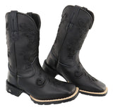 Bota Feminina Texana Country Couro Western Bico Quadrado