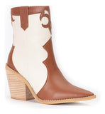 Bota Feminina Western Texana Bico Fino Fachete De Couro