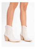 Bota Feminina Western Cano Médio Country Texana Off White