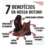 Botina Texana Country Masculina Em Couro Legitimo Cano Baixo
