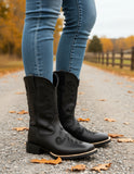 Bota Feminina Texana Country Couro Western Bico Quadrado