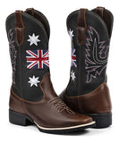 Bota Bico Quadrado Texana Country Masculina Em Couro Rodeio