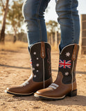 Bota Texana Masculina Couro Bordado Inglaterra Country