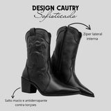 Bota Botinha Feminina Texana Bico Fino E Cano Médio Rodeio