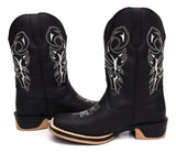 Bota Texana Masculina Country Bico Quadrado Couro Delegada