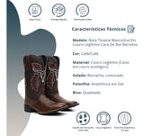 Bota Texana Masculina Bordado Cara De Boi Em Couro Legitimo