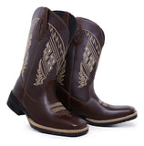 Bota Texana Masculina Country Bico Quadrado Bordado Diamante