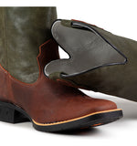 Bota Texana Masculina Em Couro Legitimo Verde Escuro Country